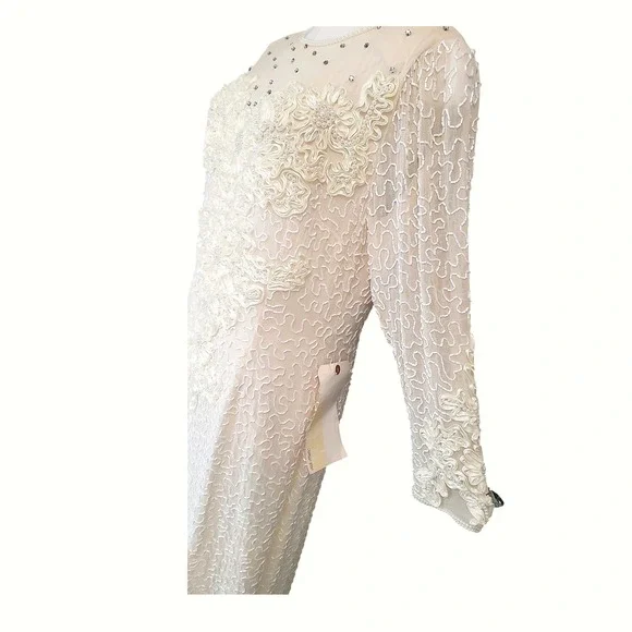 Vintage Alyce Designs Beaded Embellished Gown Long‎ Sleeve Formal Dress